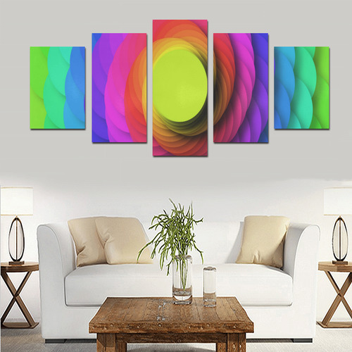 Psychodelic Spirale In Rainbow Colors Canvas Print Sets D (No Frame)