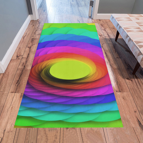 Psychodelic Spirale In Rainbow Colors Area Rug 7'x3'3''