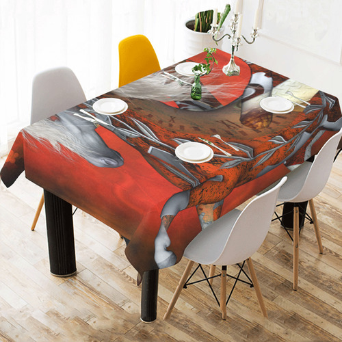 Awesome steampunk horse with wings Cotton Linen Tablecloth 60"x 84"