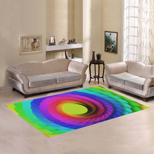 Psychodelic Spirale In Rainbow Colors Area Rug7'x5'
