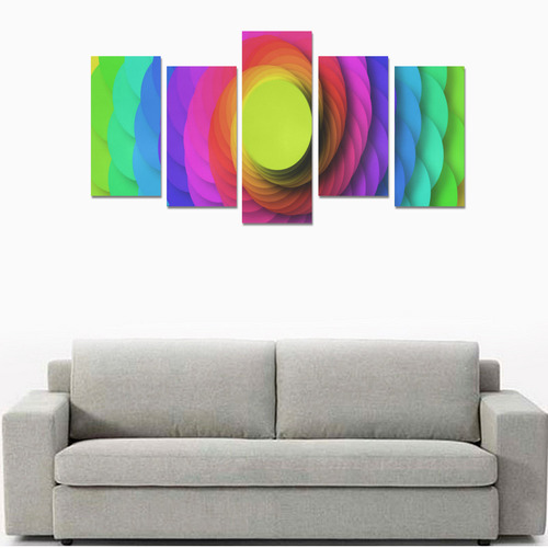 Psychodelic Spirale In Rainbow Colors Canvas Print Sets E (No Frame)