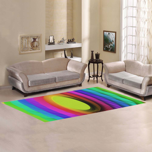 Psychodelic Spirale In Rainbow Colors Area Rug 9'6''x3'3''