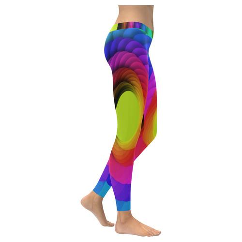 Psychodelic Spirale In Rainbow Colors Women's Low Rise Leggings (Invisible Stitch) (Model L05)