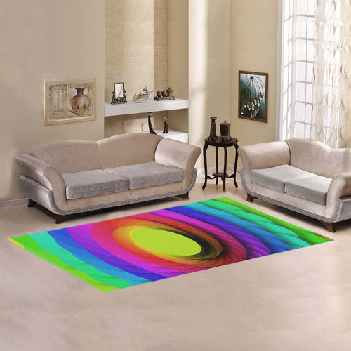 Psychodelic Spirale In Rainbow Colors Area Rug 7'x3'3''