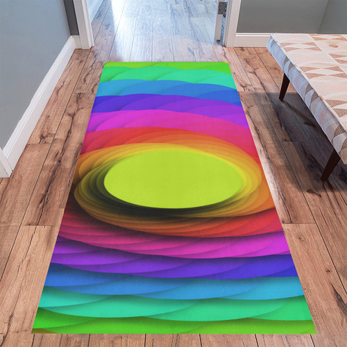 Psychodelic Spirale In Rainbow Colors Area Rug 9'6''x3'3''