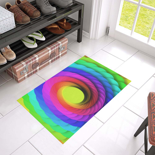 Psychodelic Spirale In Rainbow Colors Azalea Doormat 24" x 16" (Sponge Material)