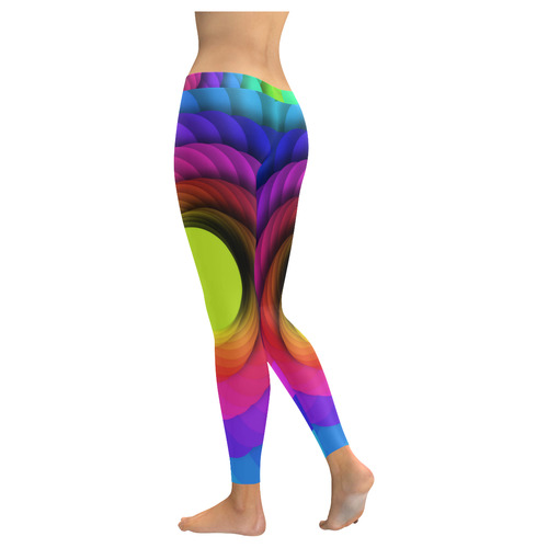 Psychodelic Spirale In Rainbow Colors Women's Low Rise Leggings (Invisible Stitch) (Model L05)