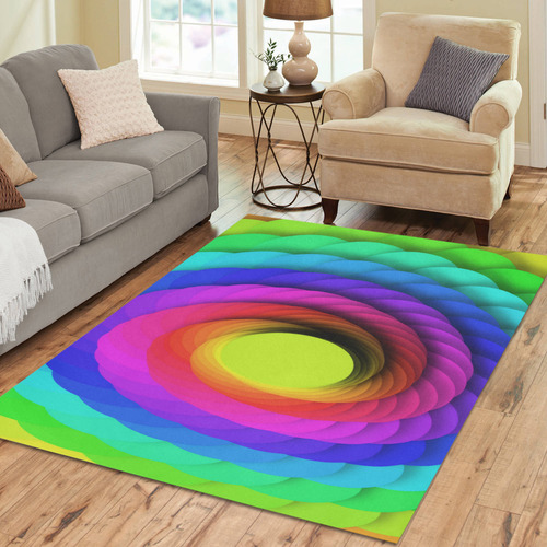 Psychodelic Spirale In Rainbow Colors Area Rug7'x5'