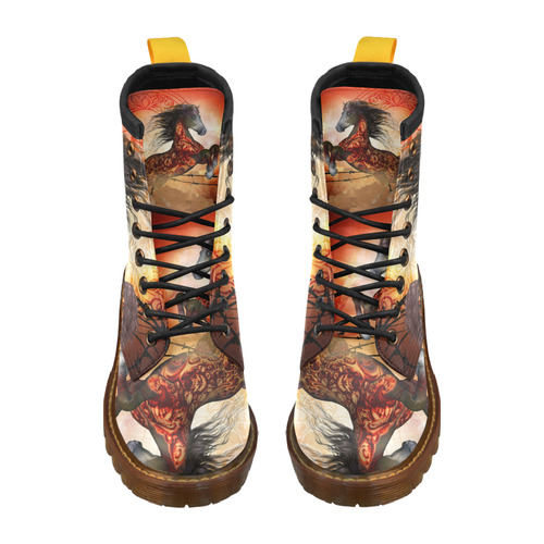 Awesome creepy horse with skulls High Grade PU Leather Martin Boots For Women Model 402H