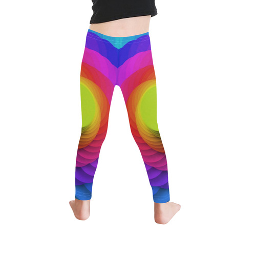 Psychodelic Spirale In Rainbow Colors Kid's Ankle Length Leggings (Model L06)