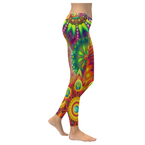 Psychedelic Mandalas Women's Low Rise Leggings (Invisible Stitch) (Model L05)
