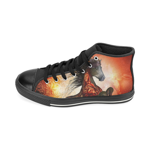 Awesome creepy horse with skulls High Top Canvas Women's Shoes/Large Size (Model 017)