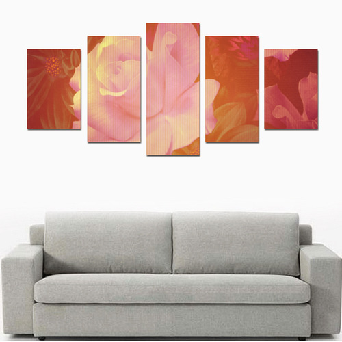 Beautiful soft roses Canvas Print Sets D (No Frame)