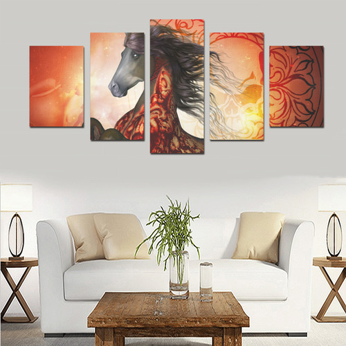 Awesome creepy horse with skulls Canvas Print Sets D (No Frame)