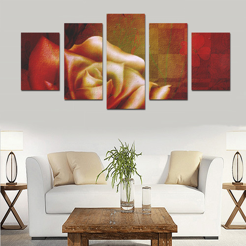 Wonderful red roses Canvas Print Sets D (No Frame)