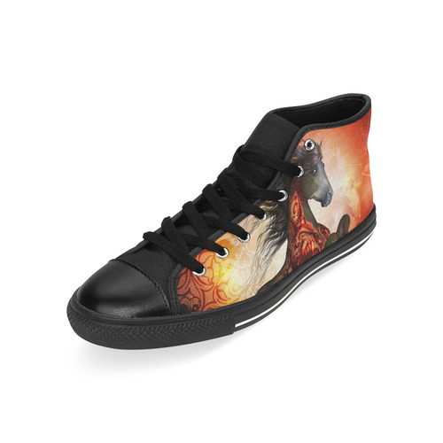 Awesome creepy horse with skulls High Top Canvas Women's Shoes/Large Size (Model 017)