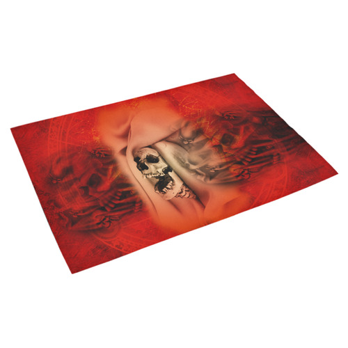 Creepy skulls on red background Azalea Doormat 30" x 18" (Sponge Material)