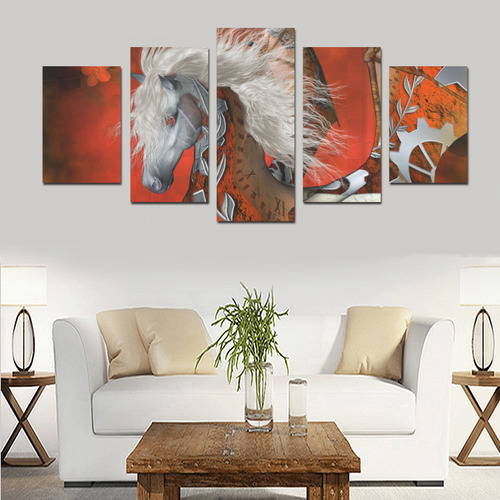 Awesome steampunk horse with wings Canvas Print Sets D (No Frame)