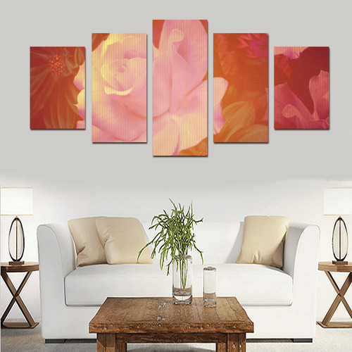 Beautiful soft roses Canvas Print Sets D (No Frame)