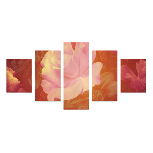 Beautiful soft roses Canvas Print Sets B (No Frame)