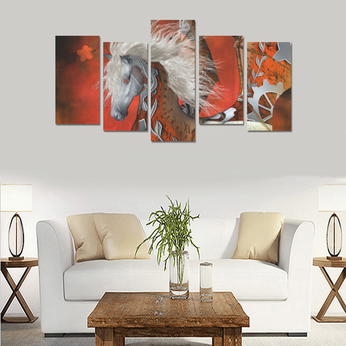 Awesome steampunk horse with wings Canvas Print Sets E (No Frame)