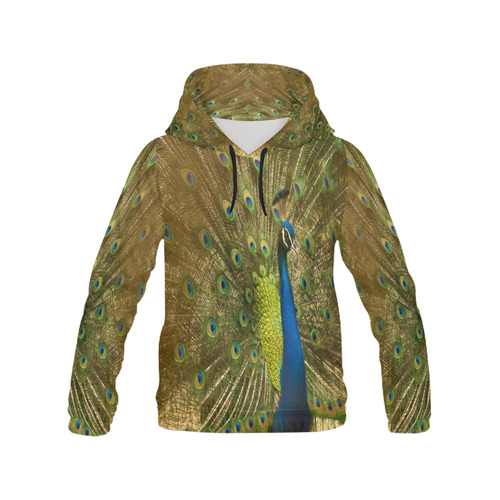 Brilliant Peacock All Over Print Hoodie for Women (USA Size) (Model H13)