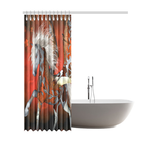 Awesome steampunk horse with wings Shower Curtain 69"x84"
