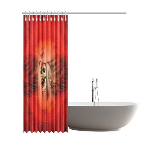 Creepy skulls on red background Shower Curtain 72"x84"