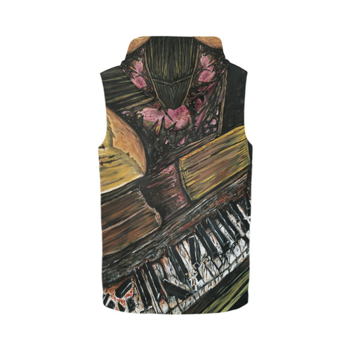 Broken Piano All Over Print Sleeveless Zip Up Hoodie for Men (Model H16)