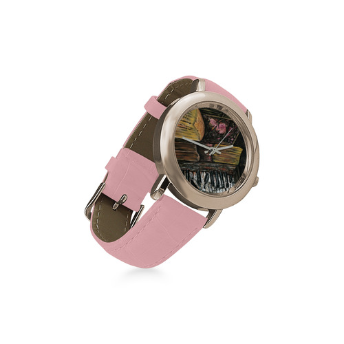 Broken Piano Women's Rose Gold Leather Strap Watch(Model 201)