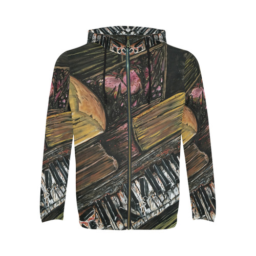 Broken Piano All Over Print Full Zip Hoodie for Men (Model H14)