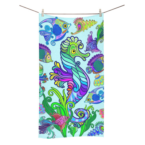 Marine Life Exotic Fishes & SeaHorses Bath Towel 30"x56"