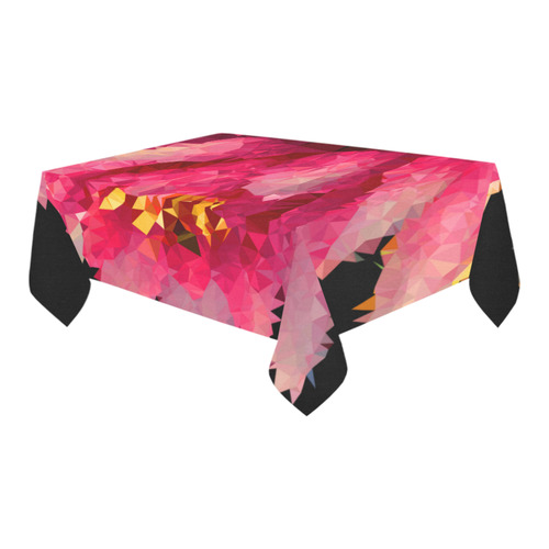 Pink Lotus Floral Geometric Triangles Cotton Linen Tablecloth 60" x 90"