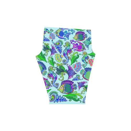 Marine Life Exotic Fishes & SeaHorses Women's Low Rise Capri Leggings (Invisible Stitch) (Model L08)