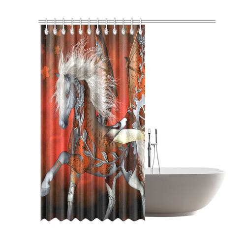 Awesome steampunk horse with wings Shower Curtain 69"x84"