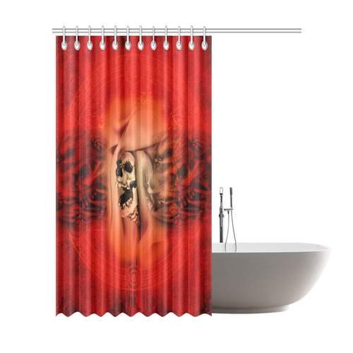 Creepy skulls on red background Shower Curtain 72"x84"