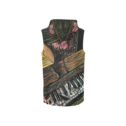 Broken Piano All Over Print Sleeveless Zip Up Hoodie for Women (Model H16)