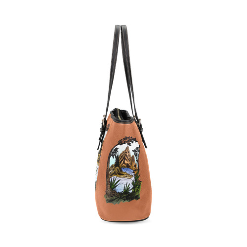 The Outdoors - Poster Leather Tote Bag/Large (Model 1640)
