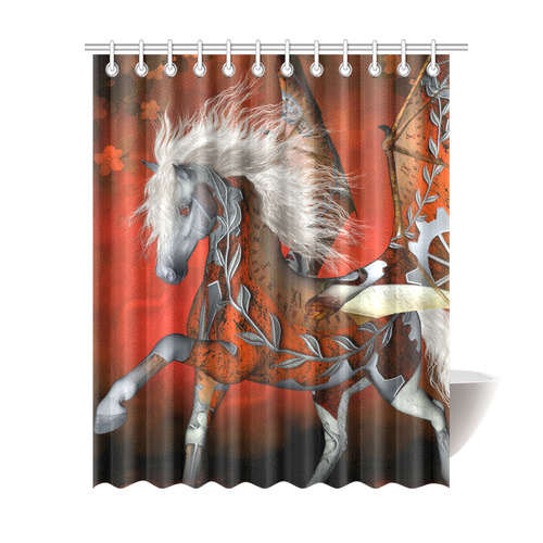 Awesome steampunk horse with wings Shower Curtain 69"x84"