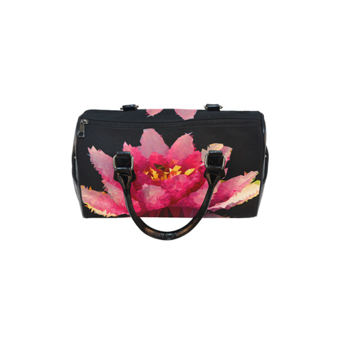 Pink Lotus Floral Geometric Triangles Boston Handbag (Model 1621)