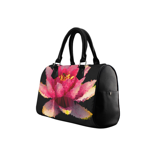 Pink Lotus Floral Geometric Triangles Boston Handbag (Model 1621)