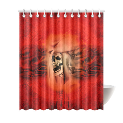 Creepy skulls on red background Shower Curtain 72"x84"