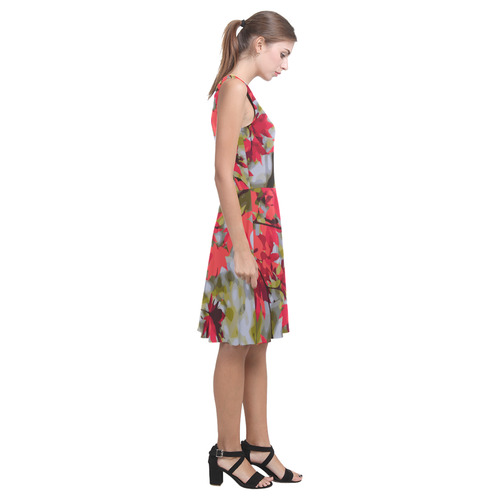 Red Autumn Maple Leaves Landscape Atalanta Casual Sundress(Model D04)