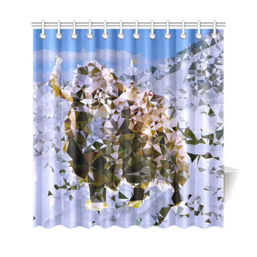 Yak in Andes Mountains Geometric Triangles Shower Curtain 69"x72"