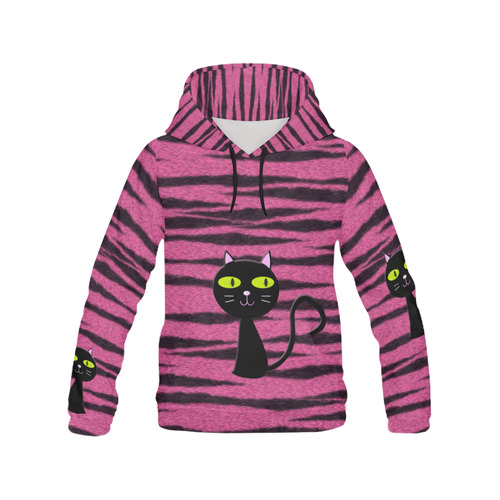 tiger kitty All Over Print Hoodie for Women (USA Size) (Model H13)