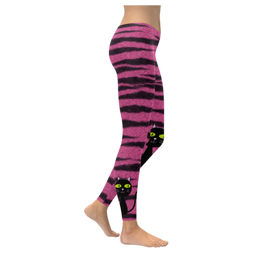 tiger kitty Women's Low Rise Leggings (Invisible Stitch) (Model L05)