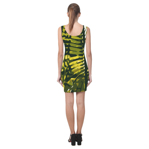 Tropical Leaves Beautiful Nature Pattern Medea Vest Dress (Model D06)