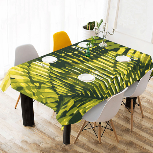 Tropical Leaves Beautiful Nature Pattern Cotton Linen Tablecloth 60"x120"