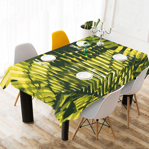 Tropical Leaves Beautiful Nature Pattern Cotton Linen Tablecloth 60"x 104"