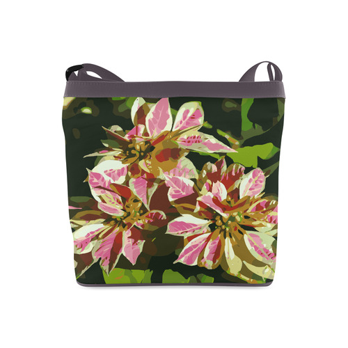 Red Pink Christmas Poinsettia Floral Crossbody Bags (Model 1613)